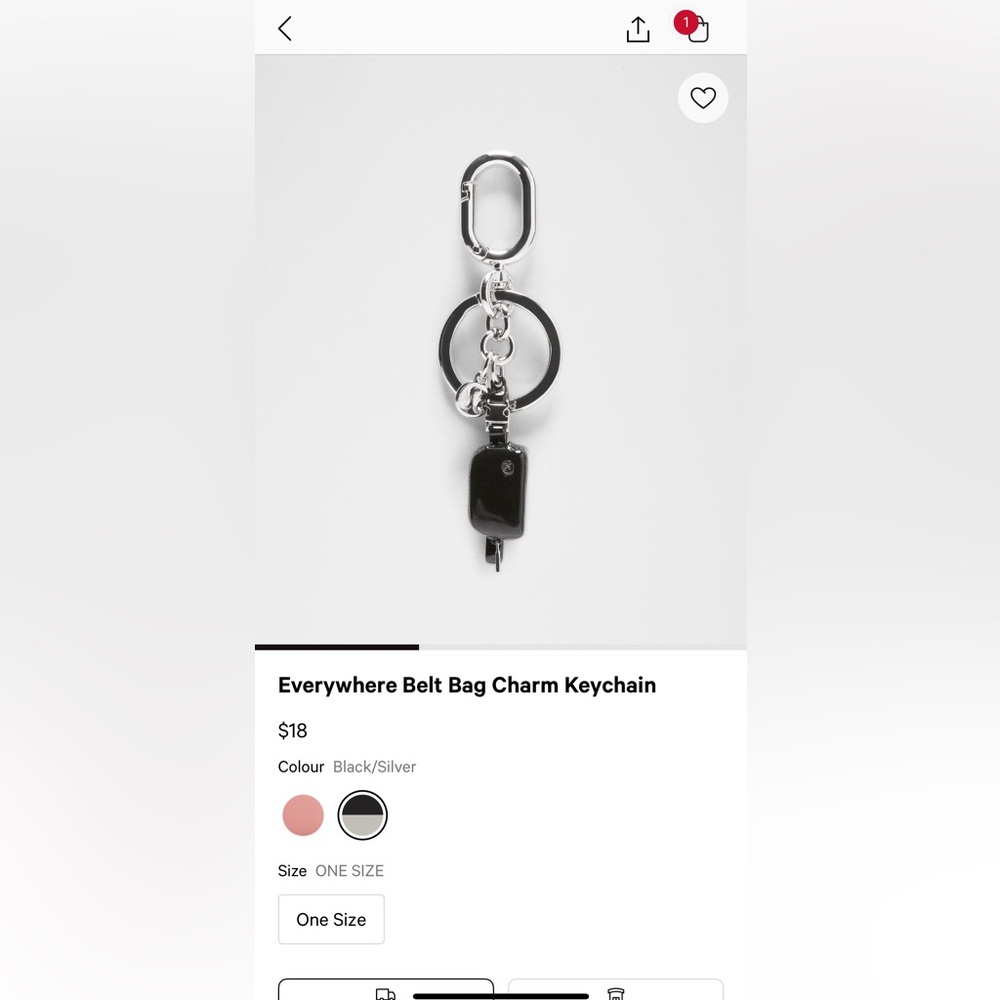 Lululemon Everywhere Belt Bag Charm Keychain in Black/Silver - Picture 3 of 3